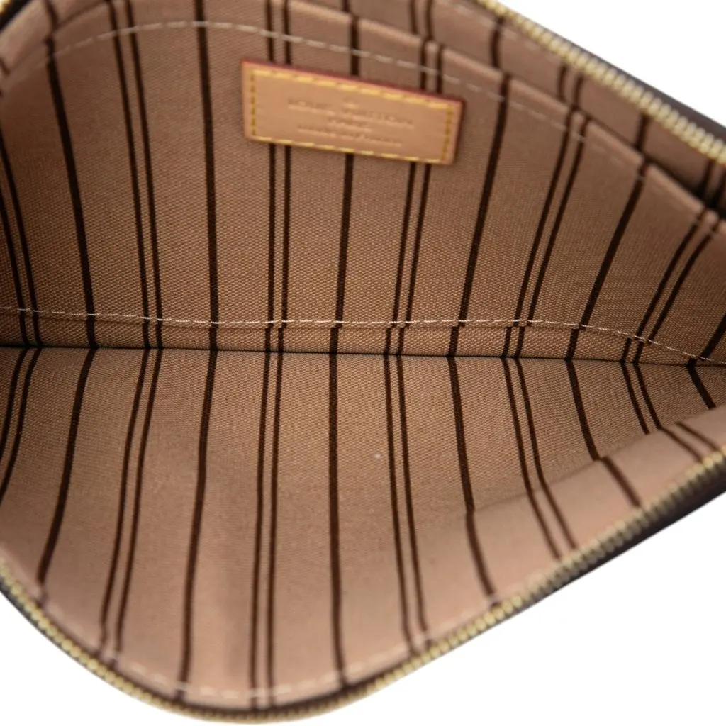 Louis Vuitton Monogram Neverfull MM Pouch Brown Canvas Good - Model View