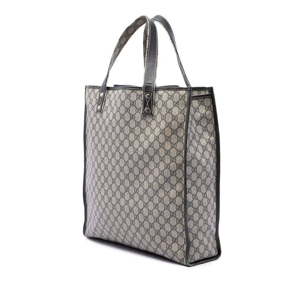 Gucci GG Supreme Web Tote Beige Canvas Good - Back View