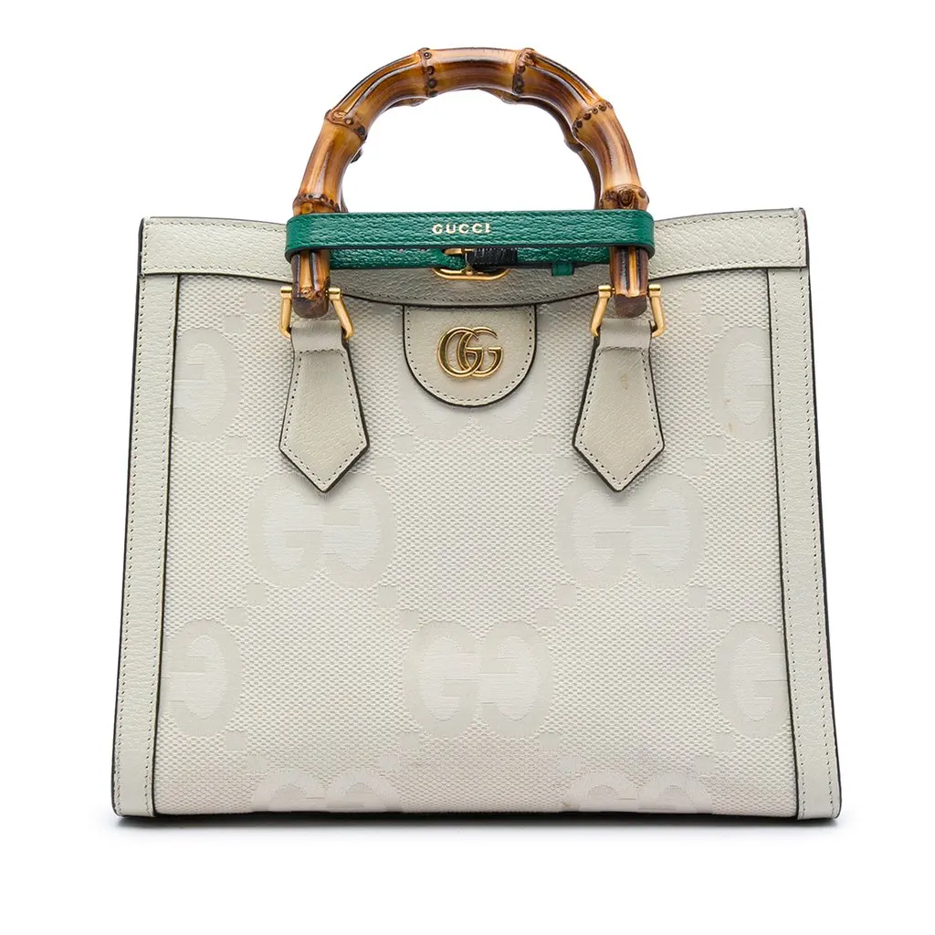 Gucci Medium Jumbo GG Canvas Bamboo Diana Satchel Brown Very good - Front View