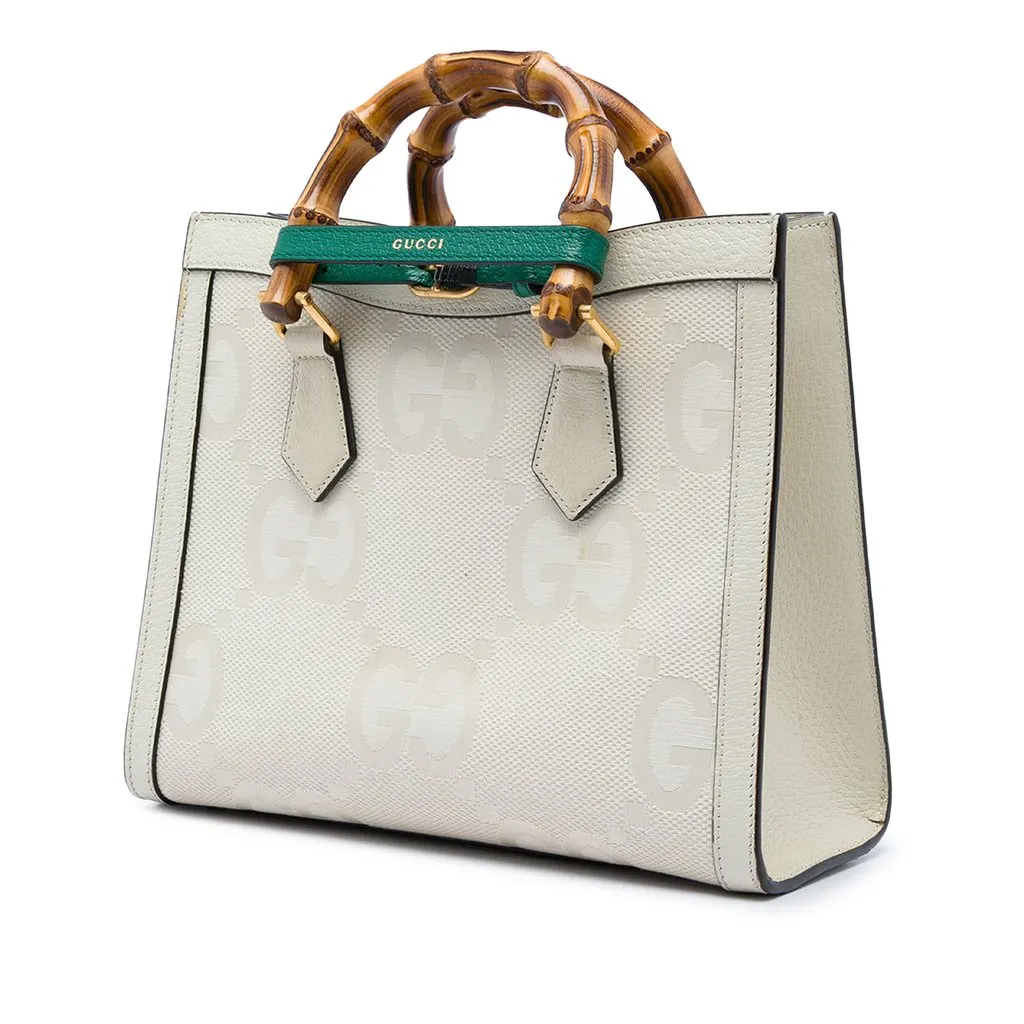 Gucci Medium Jumbo GG Canvas Bamboo Diana Satchel Brown Very good - Back View