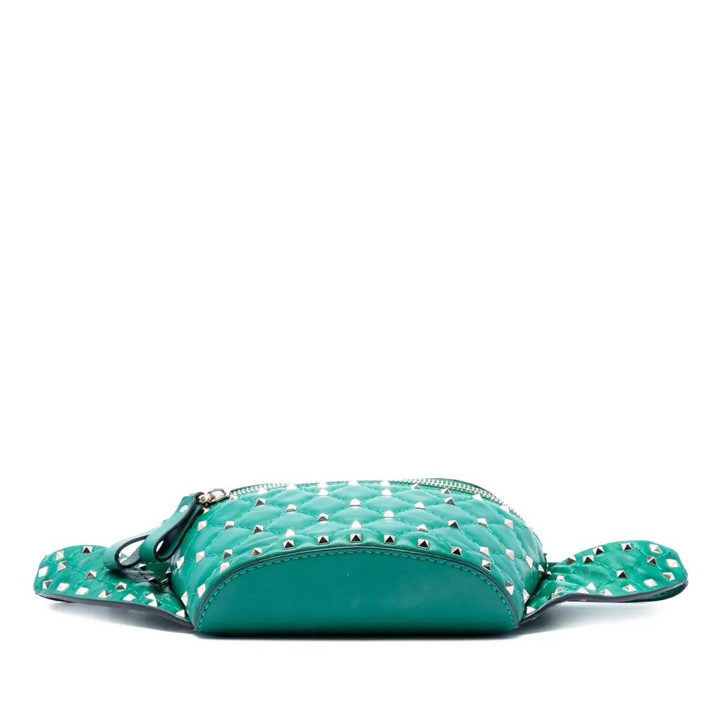 Valentino Nappa Rockstud Spike Belt Bag Green Leather Good - Inside View
