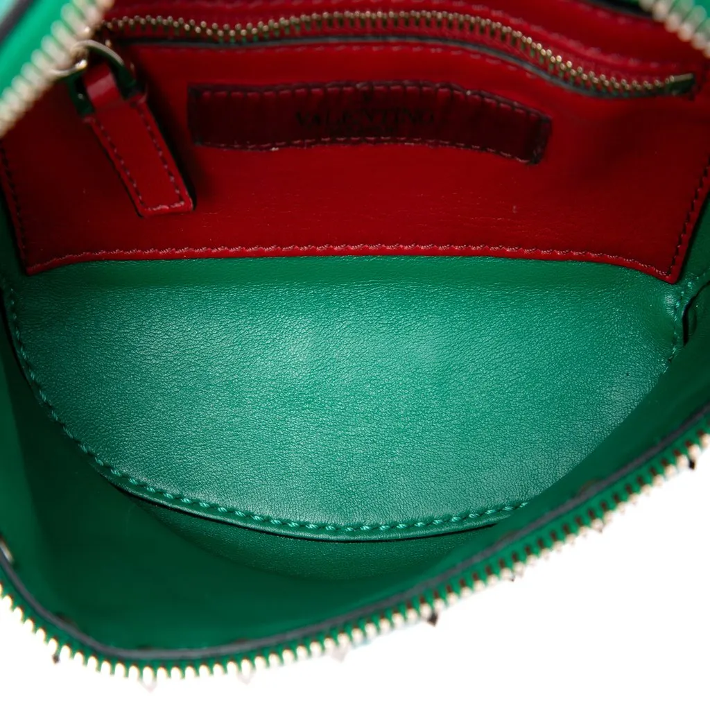 Valentino Nappa Rockstud Spike Belt Bag Green Leather Good - Model View