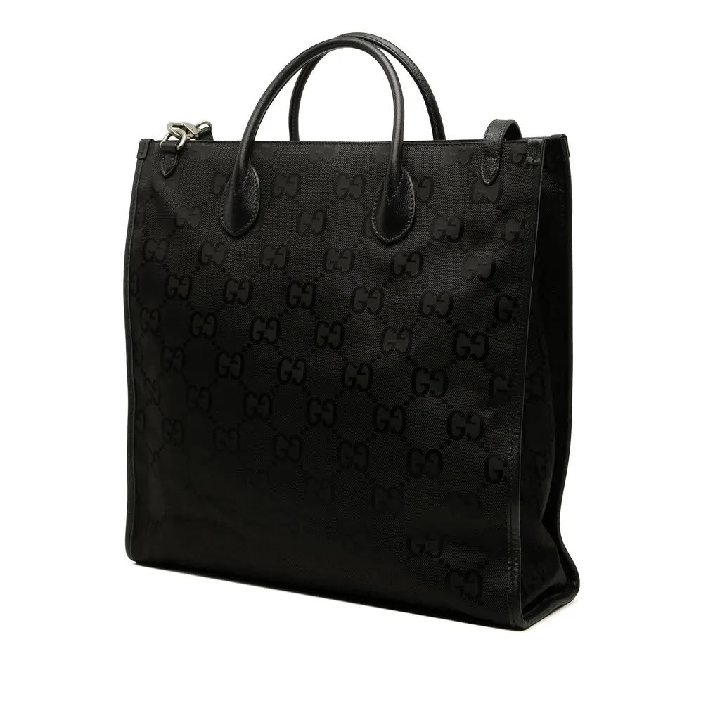 Gucci Medium GG Nylon Off the Grid Convertible Tote Black Polyamide Very good - Back View