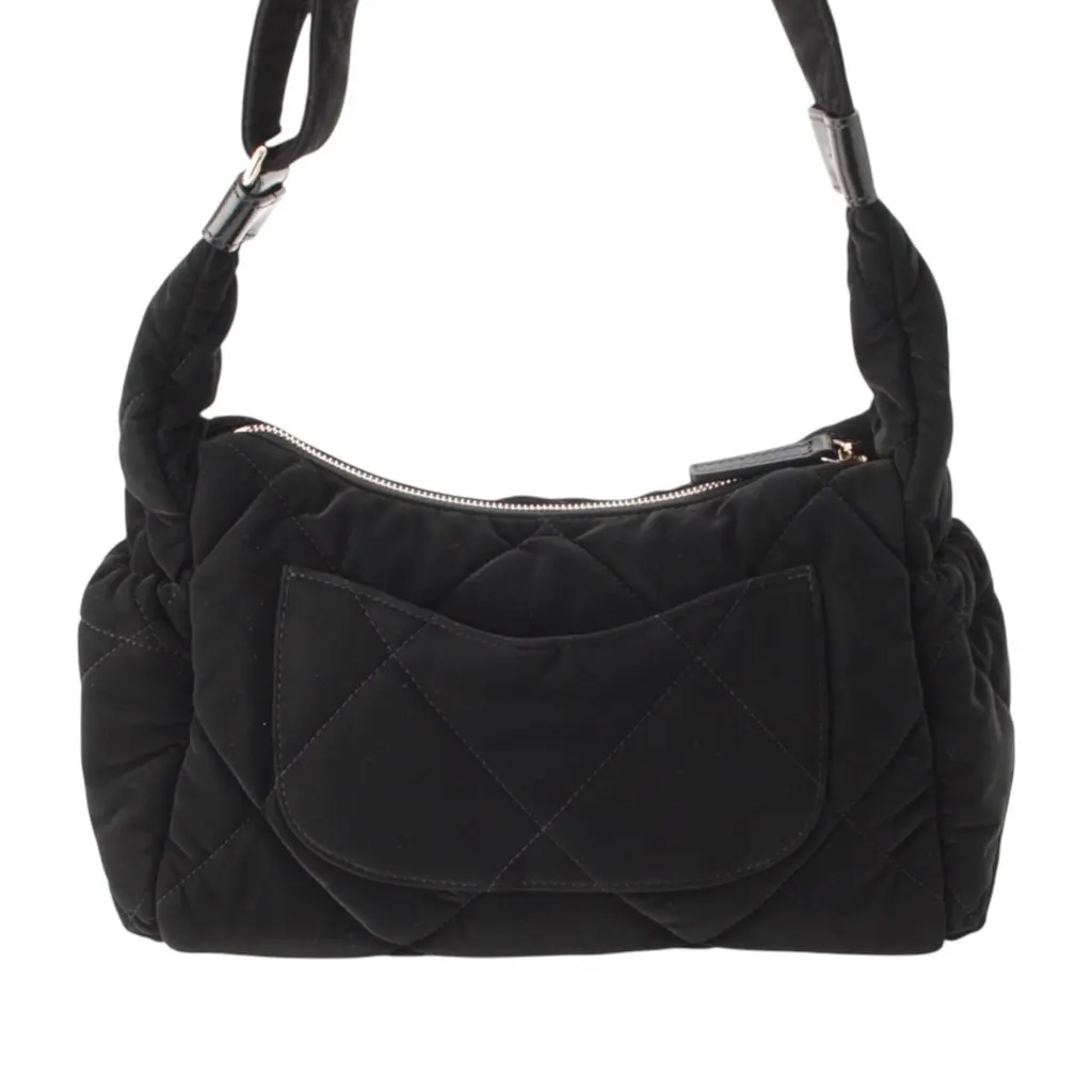 Chanel Large CC Quilted Velvet Effect Nylon Bowling Bag Black Very good - Box View