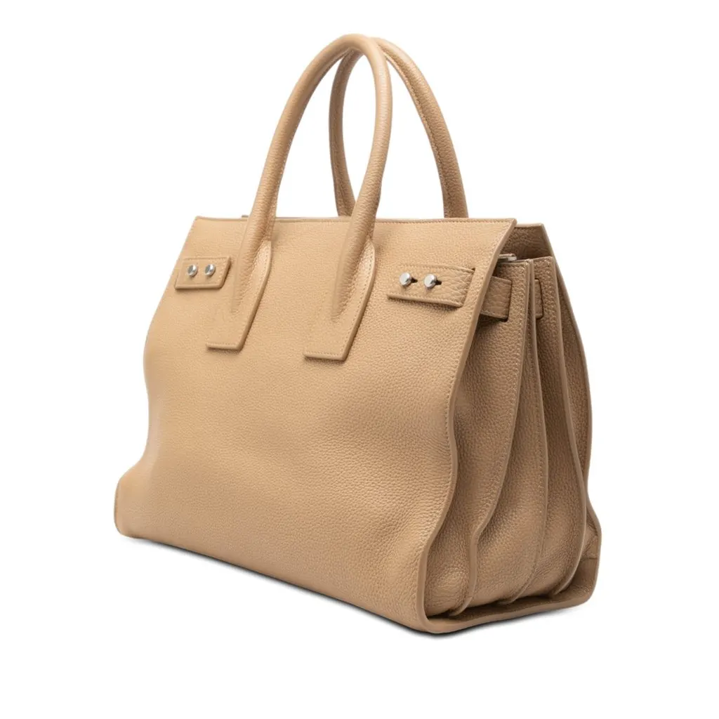 Saint Laurent Small Grained Calfskin Supple Sac De Jour Satchel Brown Leather Very good - Back View