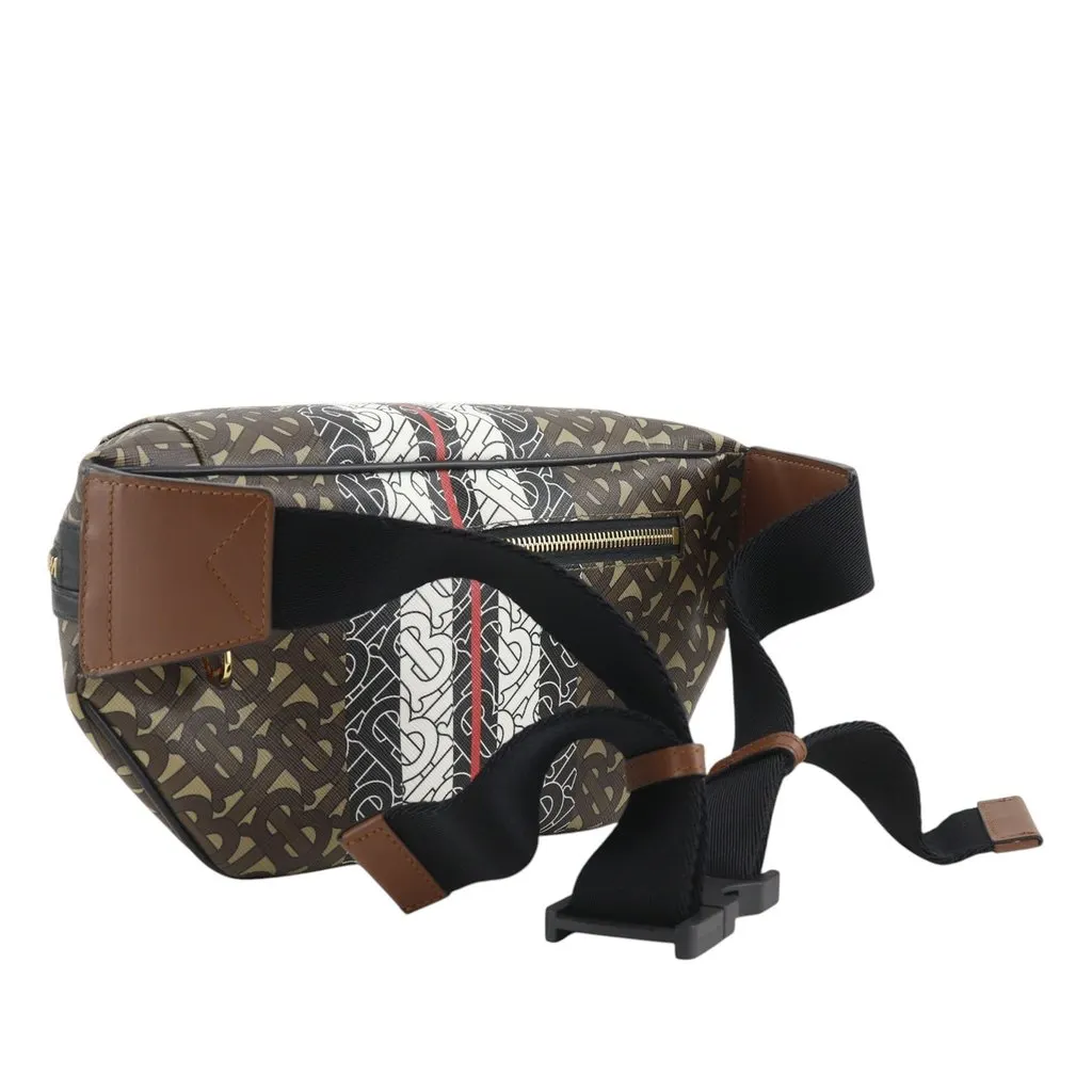 Burberry Monogram Stripe E-Canvas Belt Bag Brown Very good - Back View