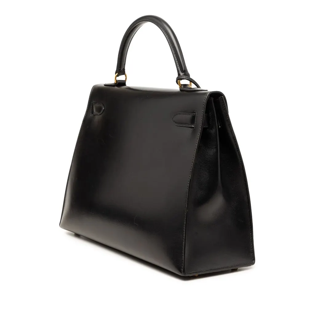 Hermès Box Calf Kelly Sellier 32 Black Leather Good - Back View
