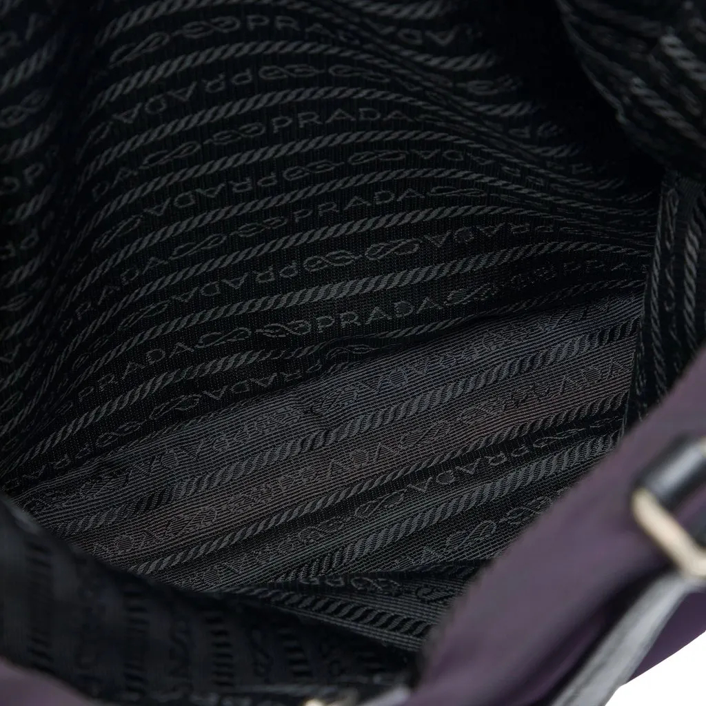 Prada Tessuto Tote Purple Polyamide Very good - Model View