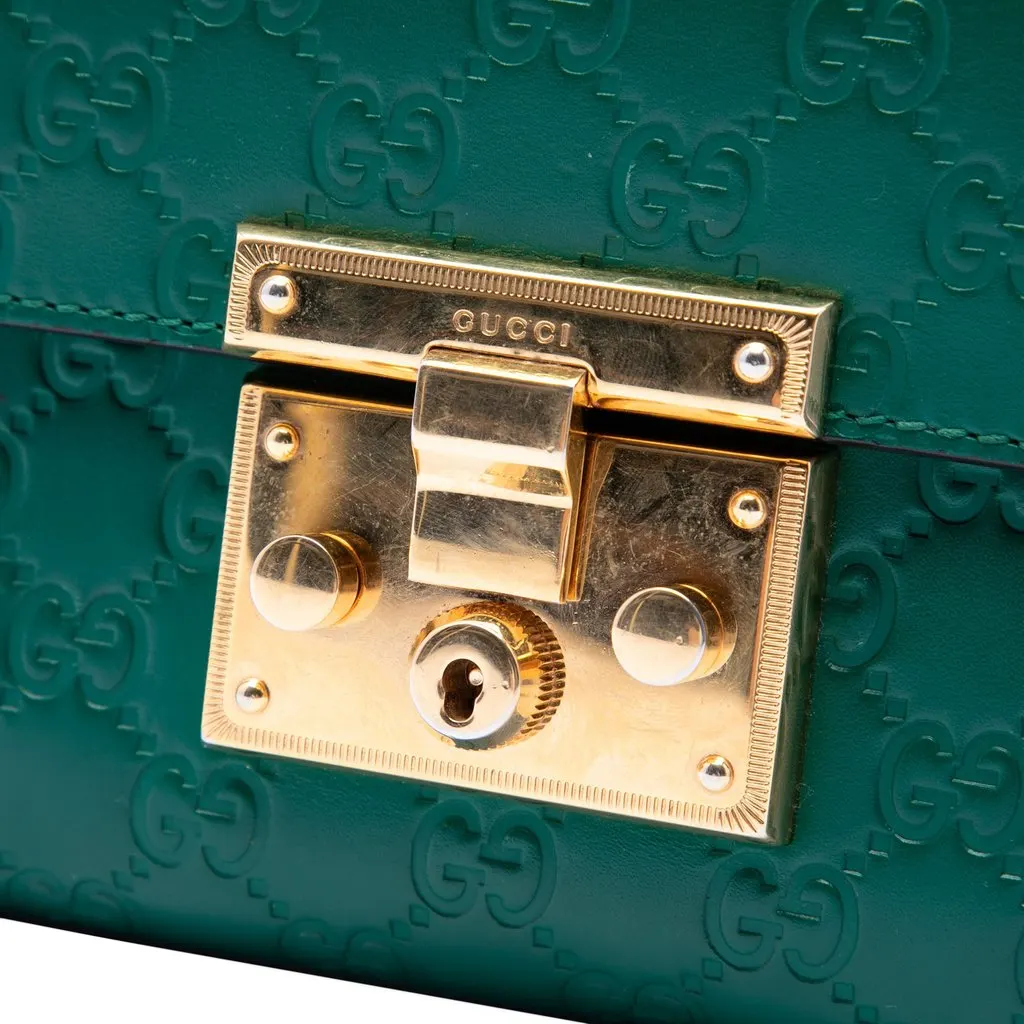 Gucci Small Guccissima Padlock Crossbody Green Leather Very good - Box View