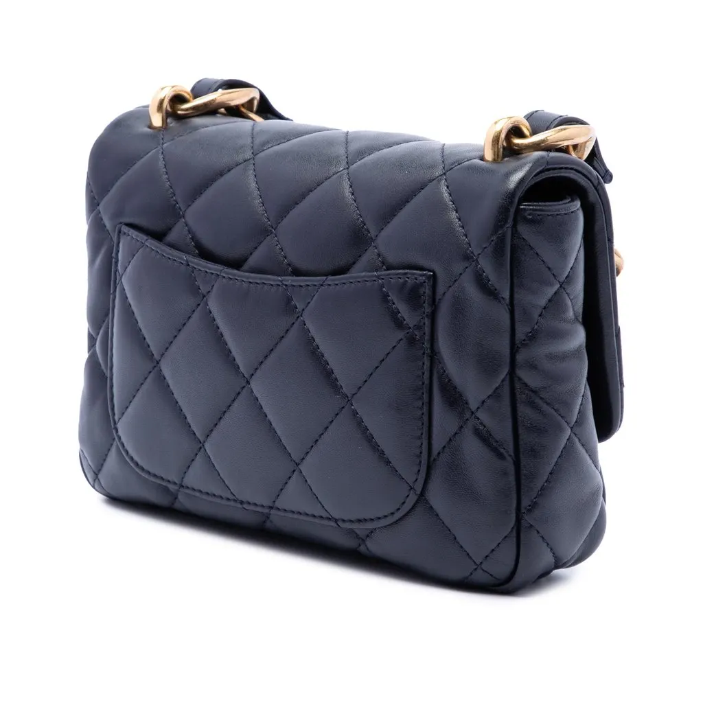 Chanel Small Quilted Lambskin Funky Town Flap Blue Leather Very good - Back View