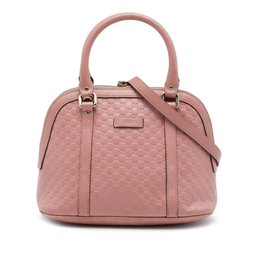 Gucci Mini Microguccissima Dome Satchel Pink Leather Very good - Front View