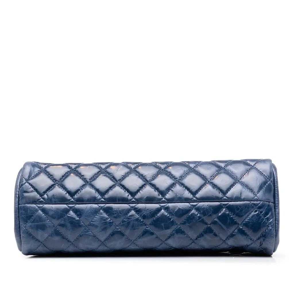 Chanel Small Aged Calfskin Just Mademoiselle Bowling Bag Blue Leather Very good - Inside View