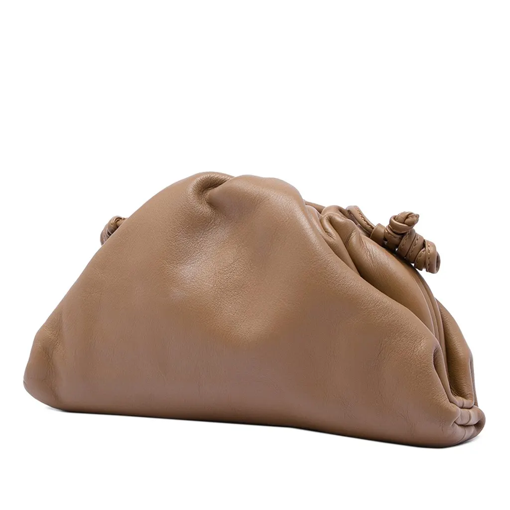 Bottega Veneta Lambskin The Mini Pouch Crossbody Brown Leather Very good - Back View