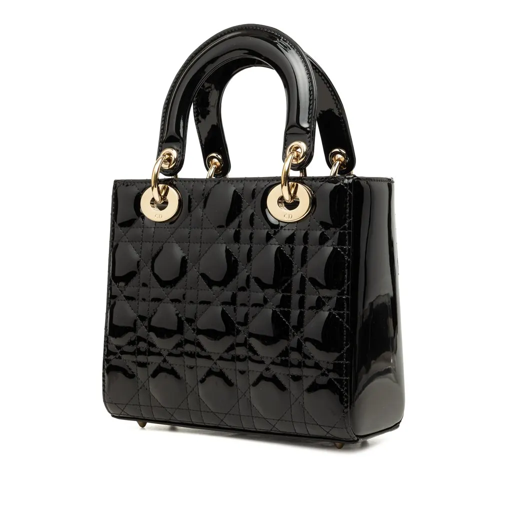 Dior Small Patent Cannage Lady Dior Black Leather Very good - Back View
