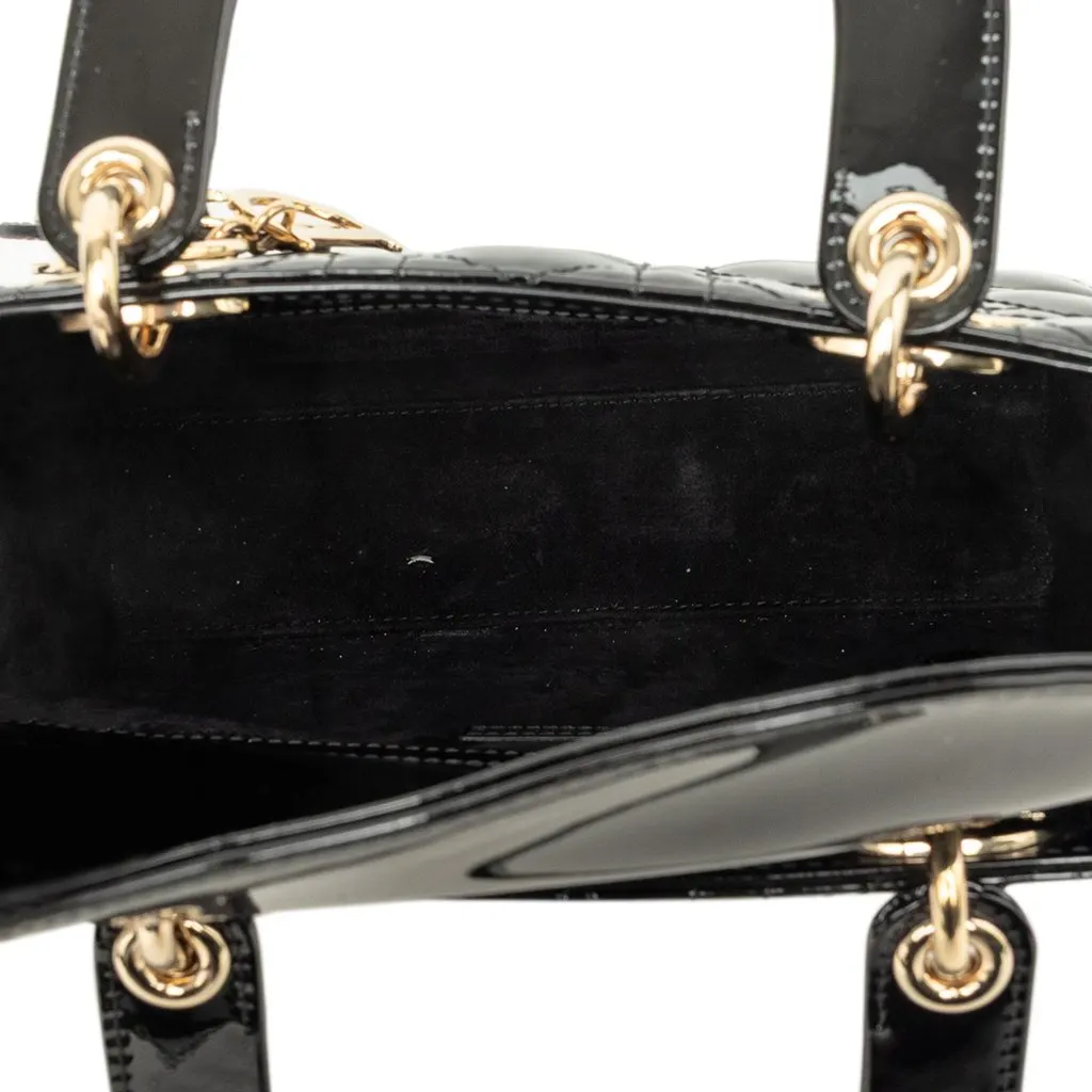 Dior Small Patent Cannage Lady Dior Black Leather Very good - Model View