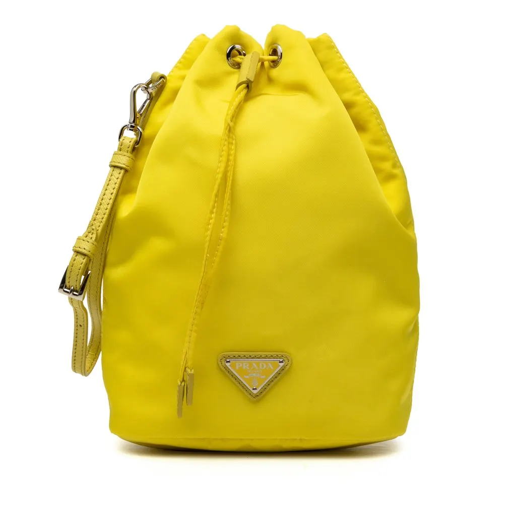 Prada Tessuto Drawstring Pouch Yellow Very good - Front View