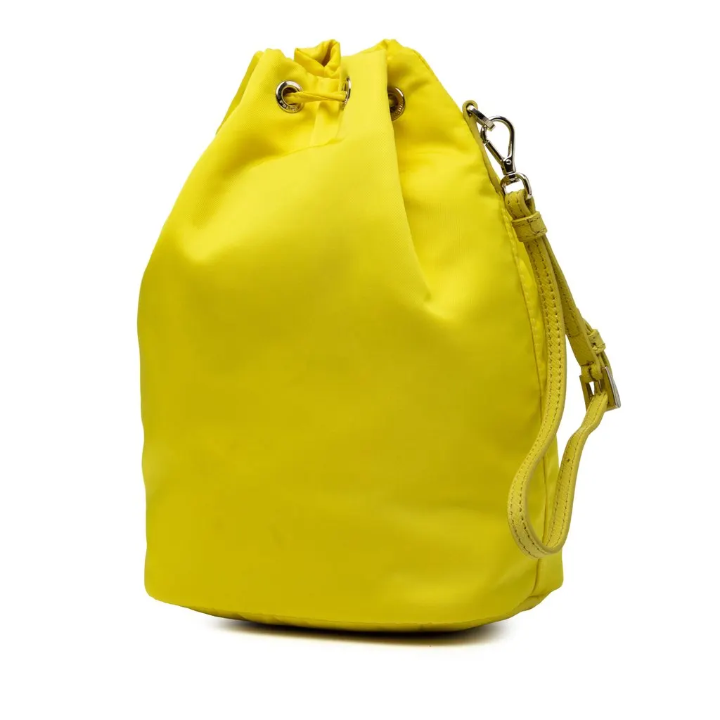 Prada Tessuto Drawstring Pouch Yellow Very good - Back View