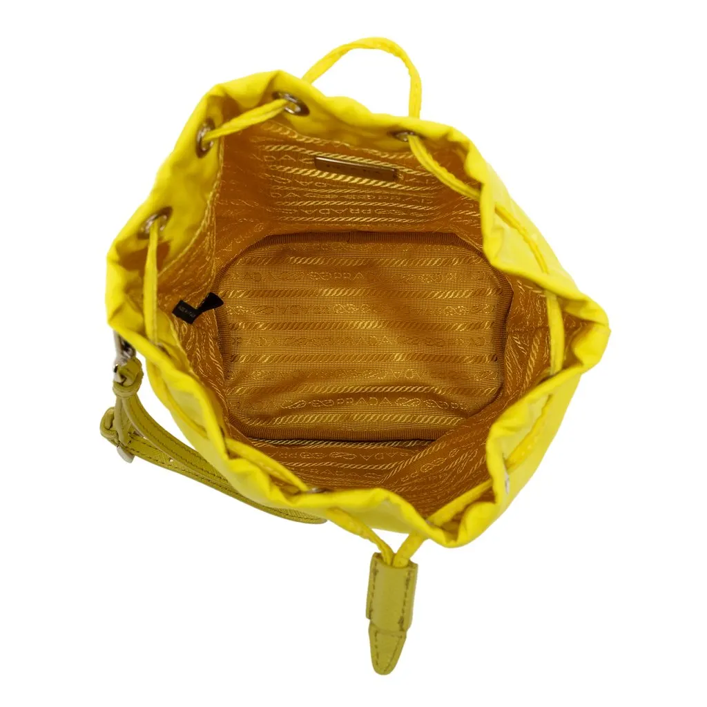 Prada Tessuto Drawstring Pouch Yellow Very good - Model View