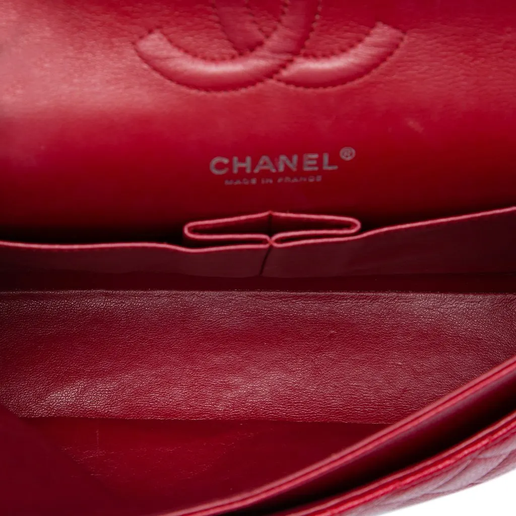 Chanel Medium Classic Caviar Double Flap Red Leather Very good - Model View