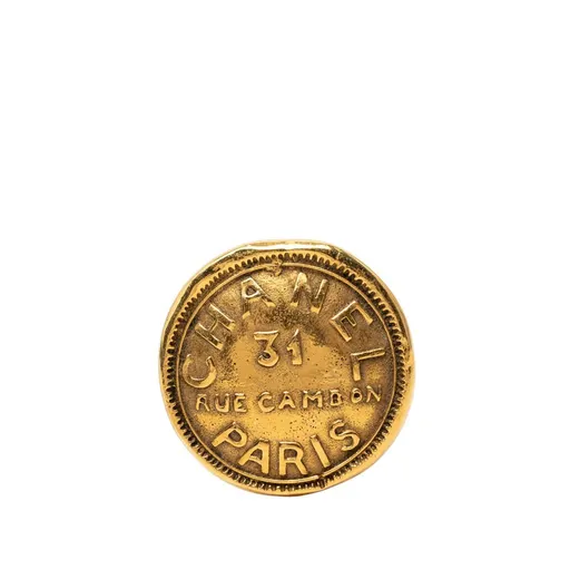 Chanel Gold Plated 31 Rue Cambon Medallion Pin Brooch