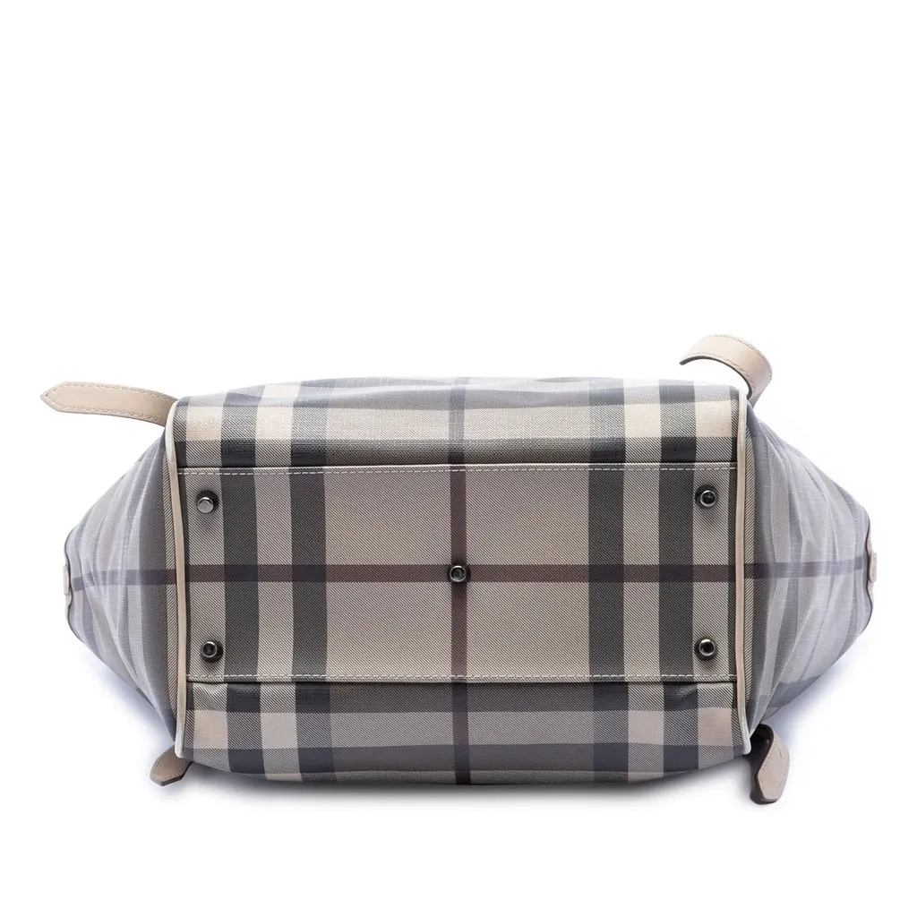 Burberry Small Smoke Check Coated Canvas Canterbury Tote Grey Good - Inside View