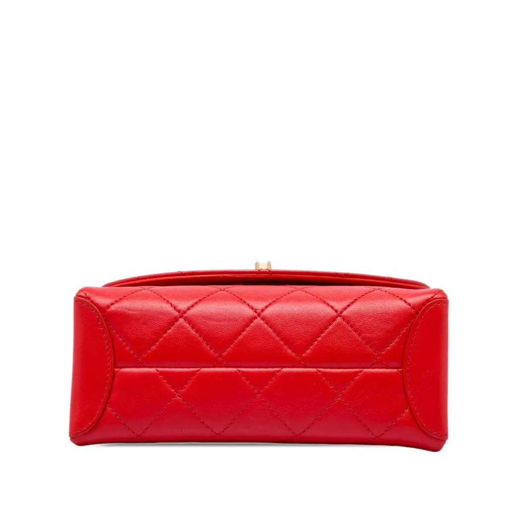 Chanel Small Quilted Lambskin Trendy Spirit Top Handle Bag Red Leather Very good - Inside View