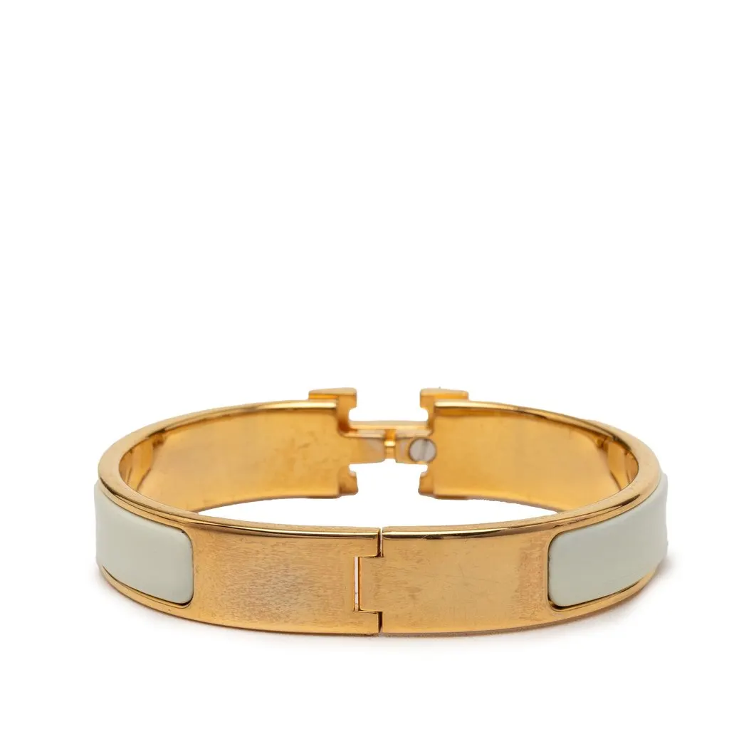 Hermès Narrow Enamel Clic H Bracelet GM White Very good - Inside View