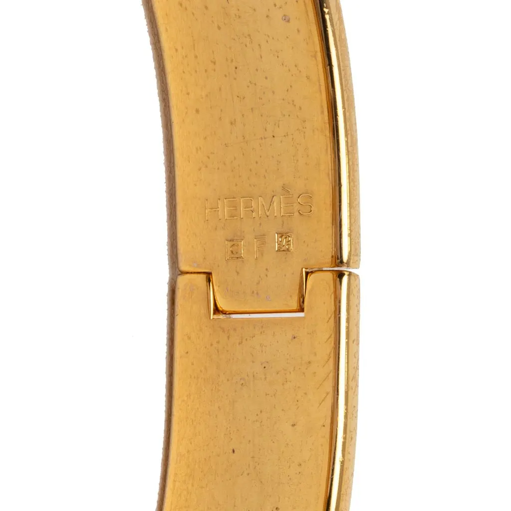 Hermès Narrow Enamel Clic H Bracelet GM White Very good - Model View