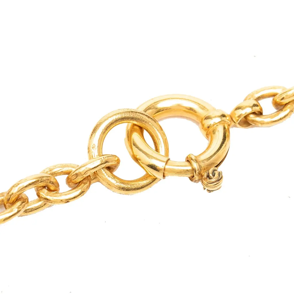 Chanel CC Gold Plated Cross Pendant Necklace Gold Metal Very good - Inside View