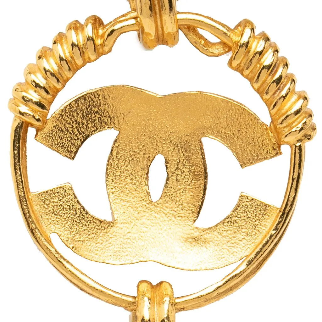 Chanel CC Gold Plated Cross Pendant Necklace Gold Metal Very good - Model View