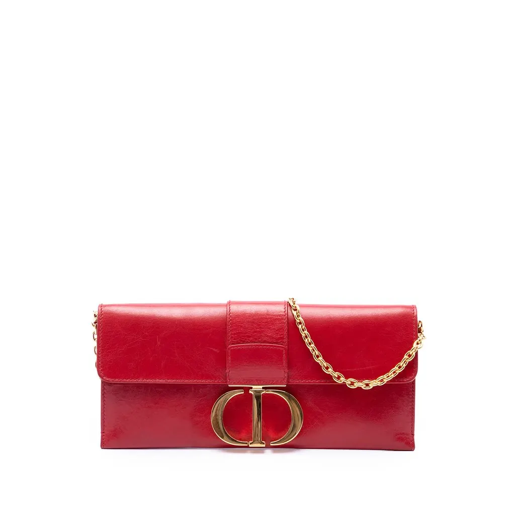 Dior Leather Montaigne 30 Clutch with Chain Red Leather Very good - Front View