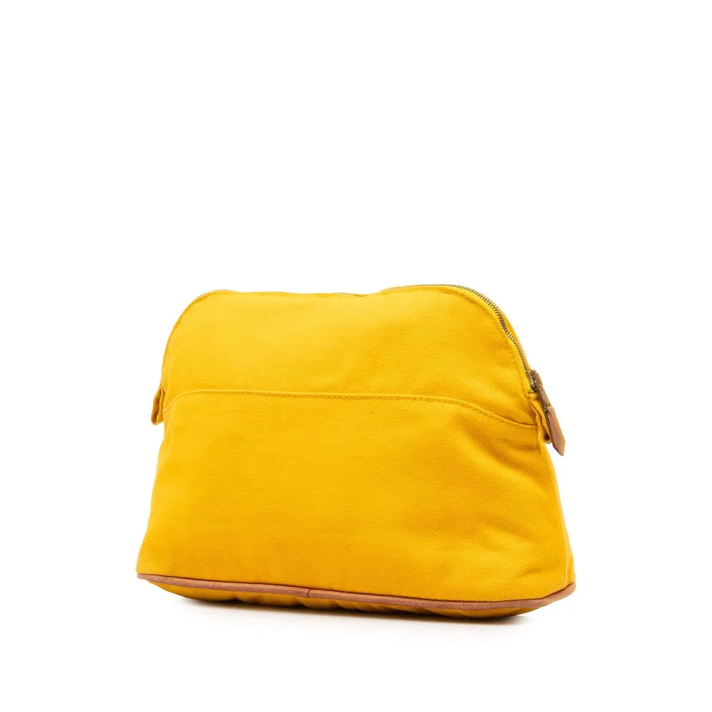 Hermès Toile Bolide Trousse De Voyage Pouch PM Yellow Canvas Very good - Back View
