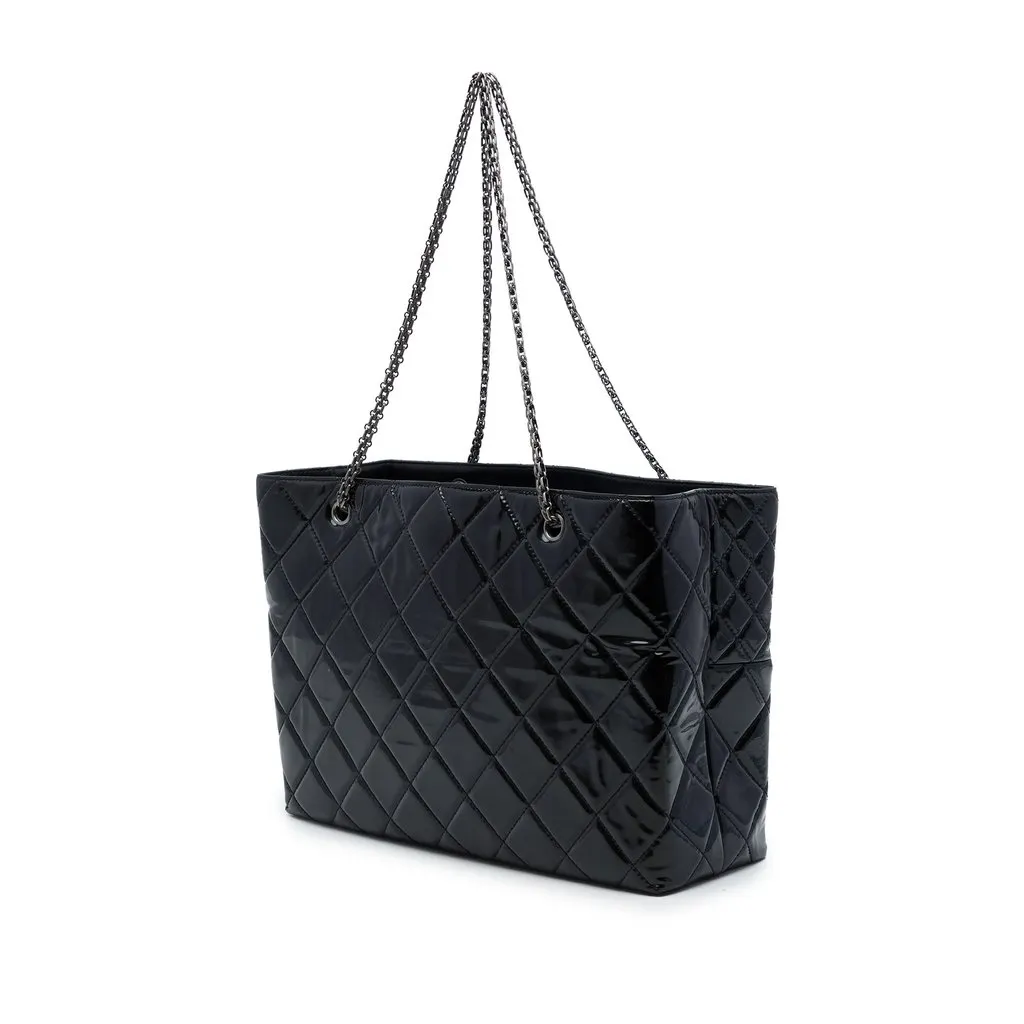 Chanel Quilted Patent Reissue 2.55 Tote Black Leather Good - Back View