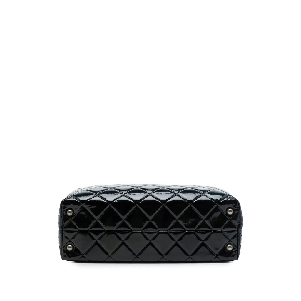 Chanel Quilted Patent Reissue 2.55 Tote Black Leather Good - Inside View
