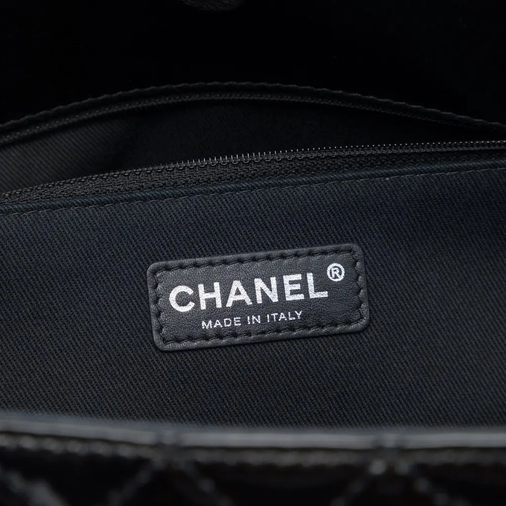Chanel Quilted Patent Reissue 2.55 Tote Black Leather Good - Box View
