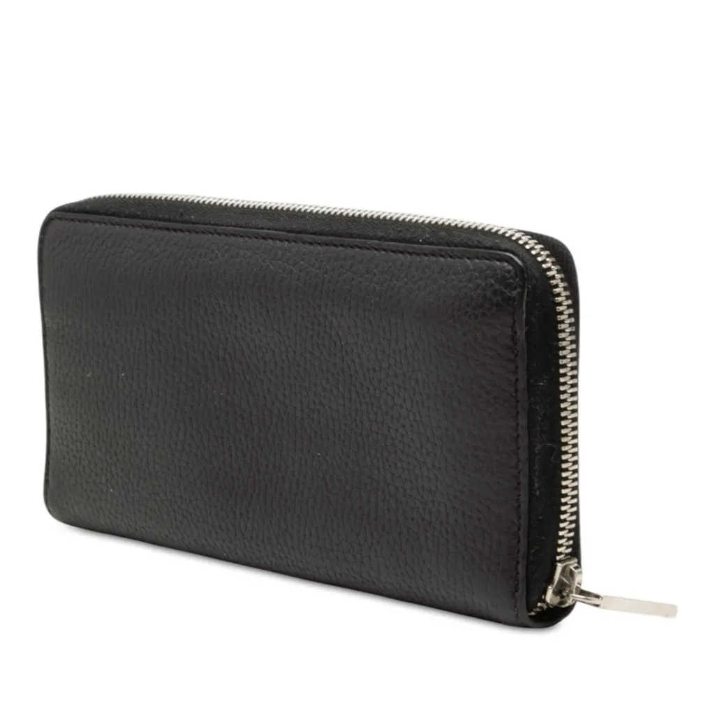 Gucci Calfskin Zip Around Long Wallet Black Leather Very good - Back View
