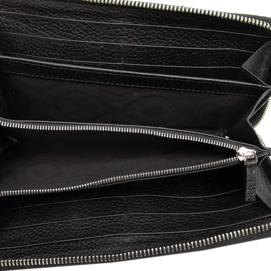 Gucci Calfskin Zip Around Long Wallet Black Leather Very good - Model View