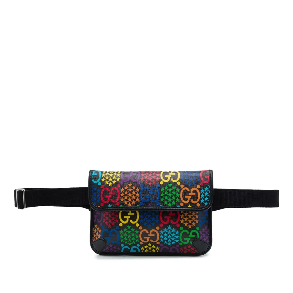 Gucci GG Supreme Psychedelic Belt Bag Black Canvas Very good - Front View