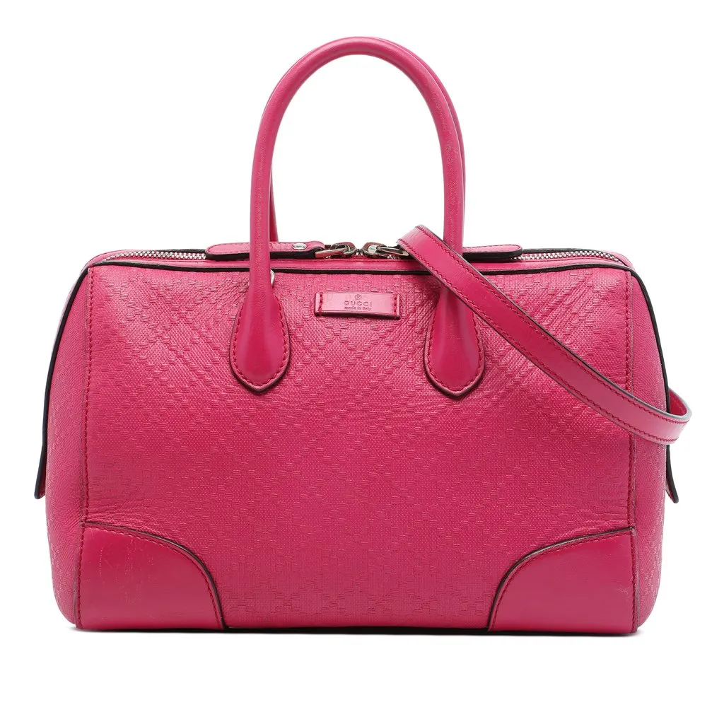 Gucci Diamante Bright Calfskin Boston Bag Pink Leather Very good - Front View