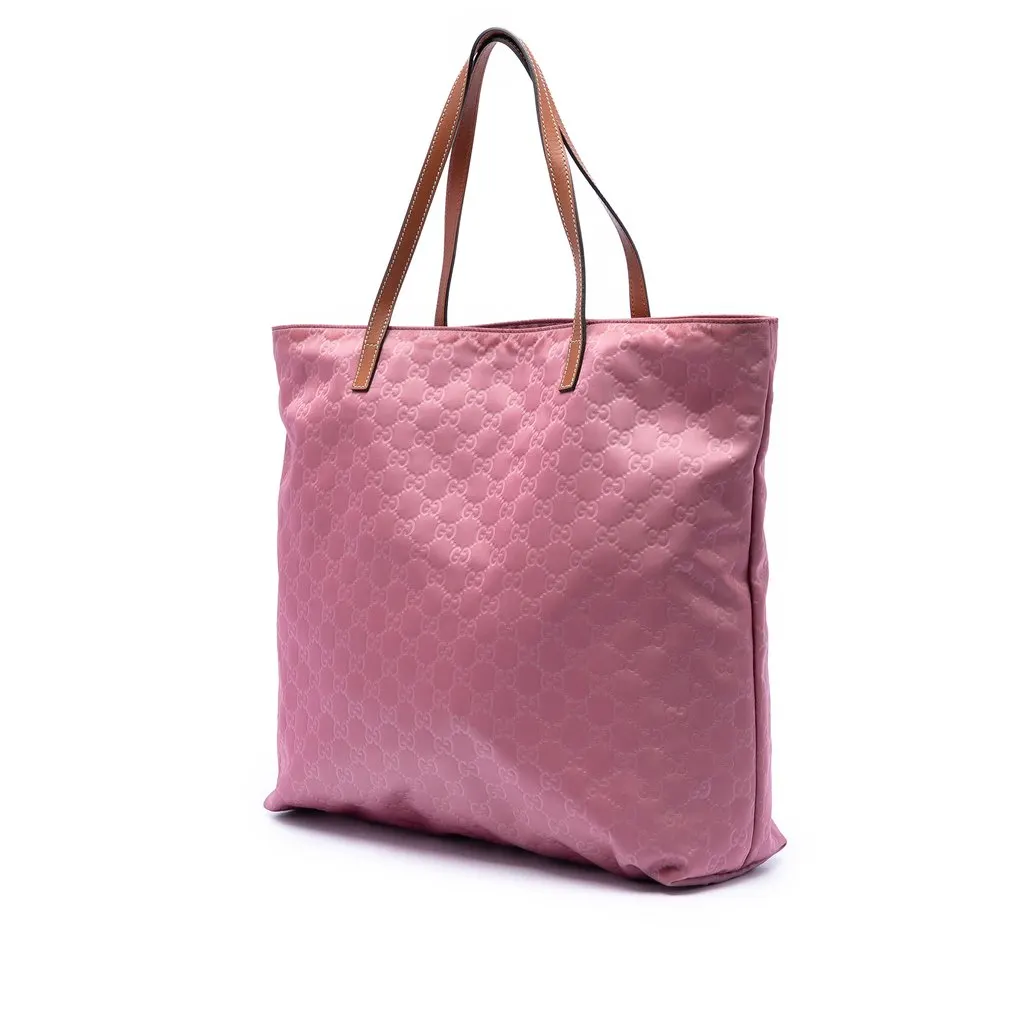 Gucci GG Nylon Tote Pink Polyamide Very good - Back View