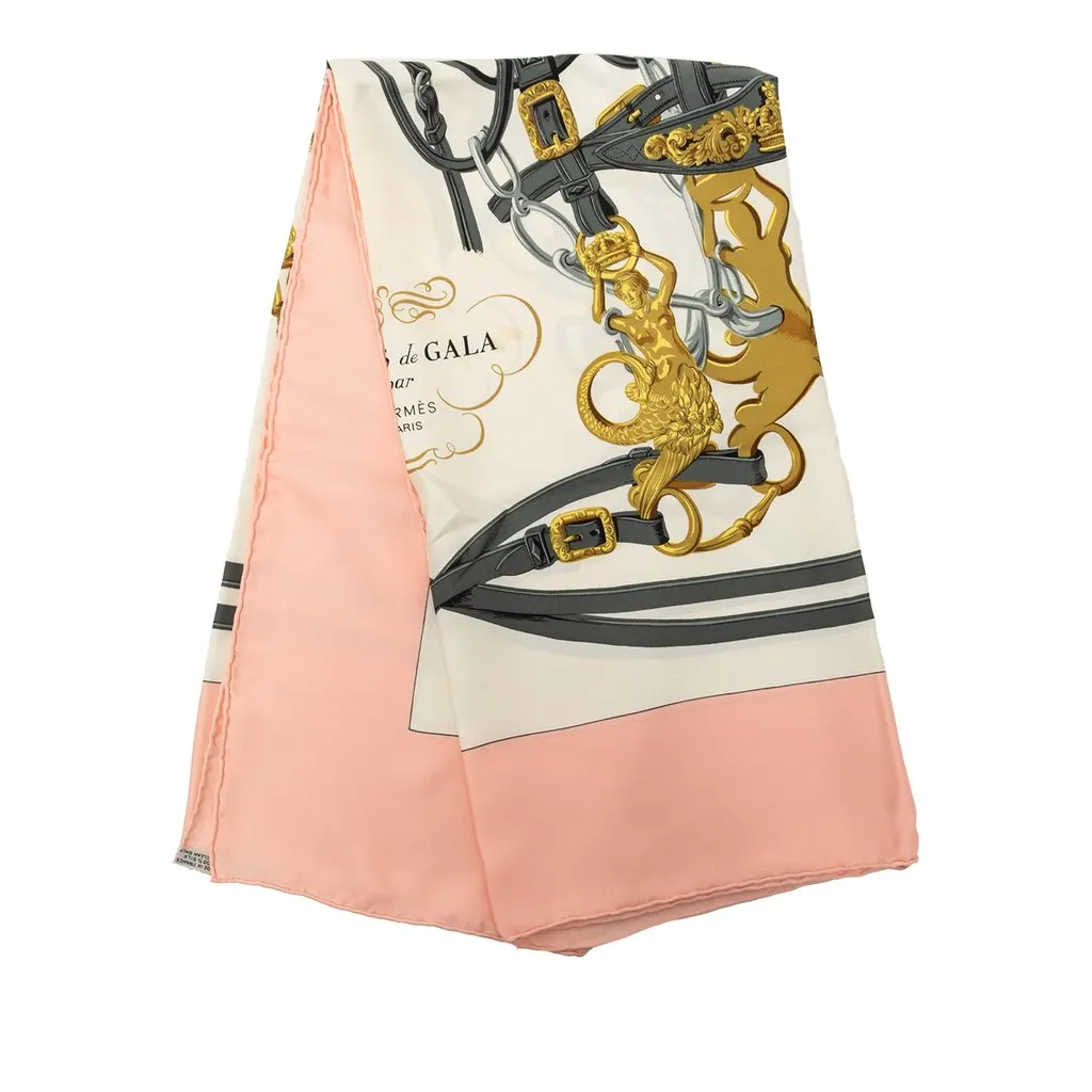 Hermès Brides de Gala Silk Scarf 90 White Silk Good - Front View