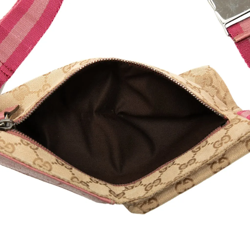 Gucci GG Canvas Web Double Pocket Belt Bag Beige Very good - Model View