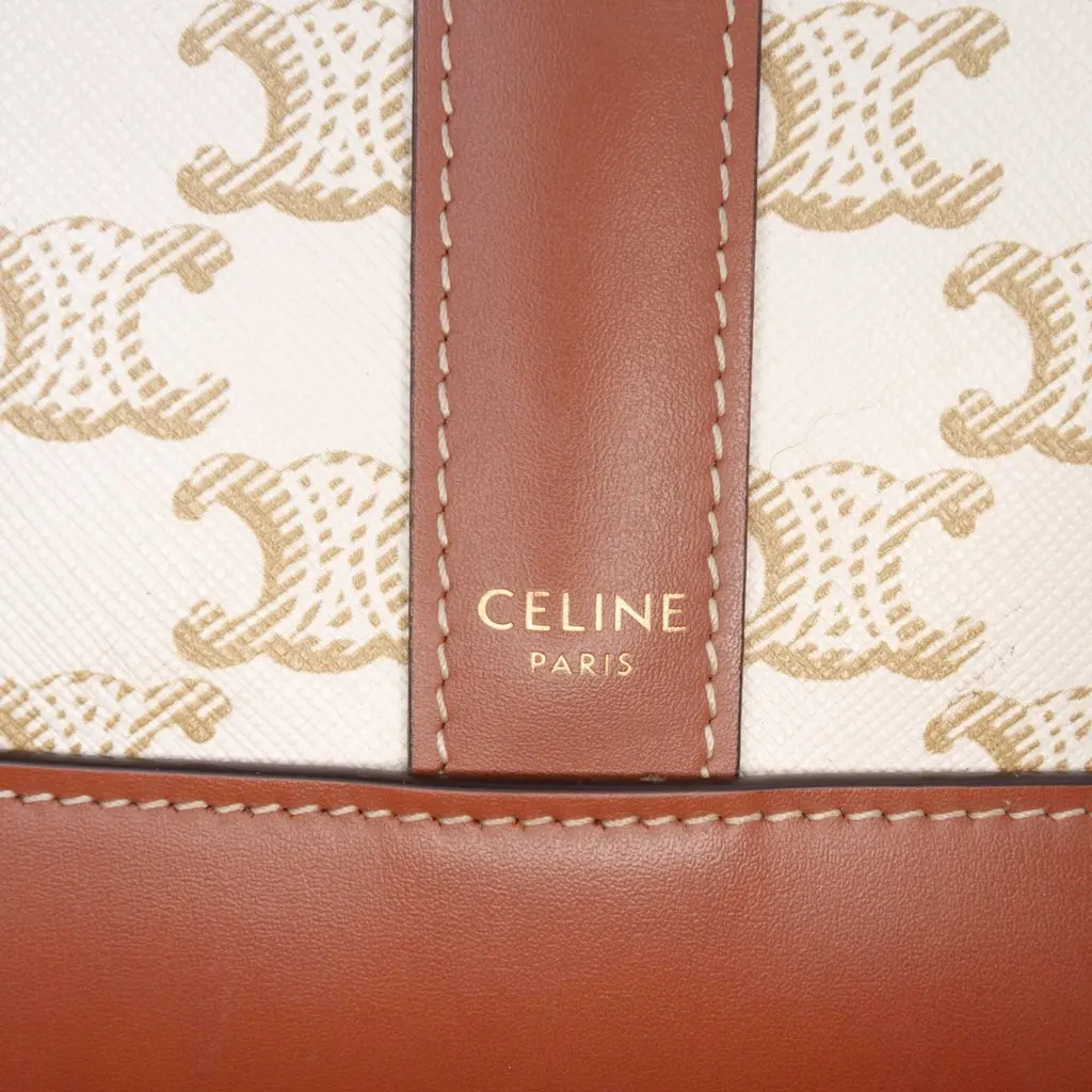 Celine Small Triomphe Coated Canvas Bucket Bag Beige Canvas Good - Box View