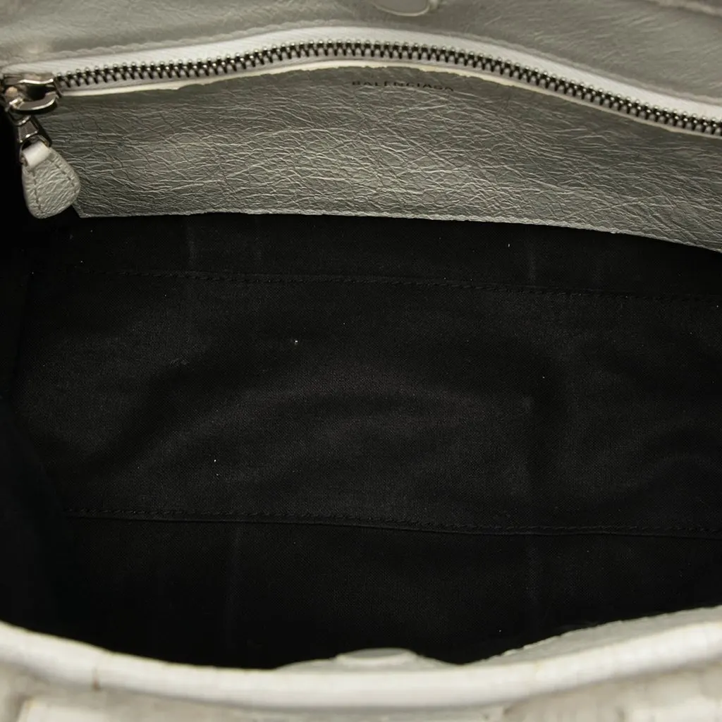 Balenciaga Small Shearling and Leather Barbes East West Shopper Tote White Very good - Model View