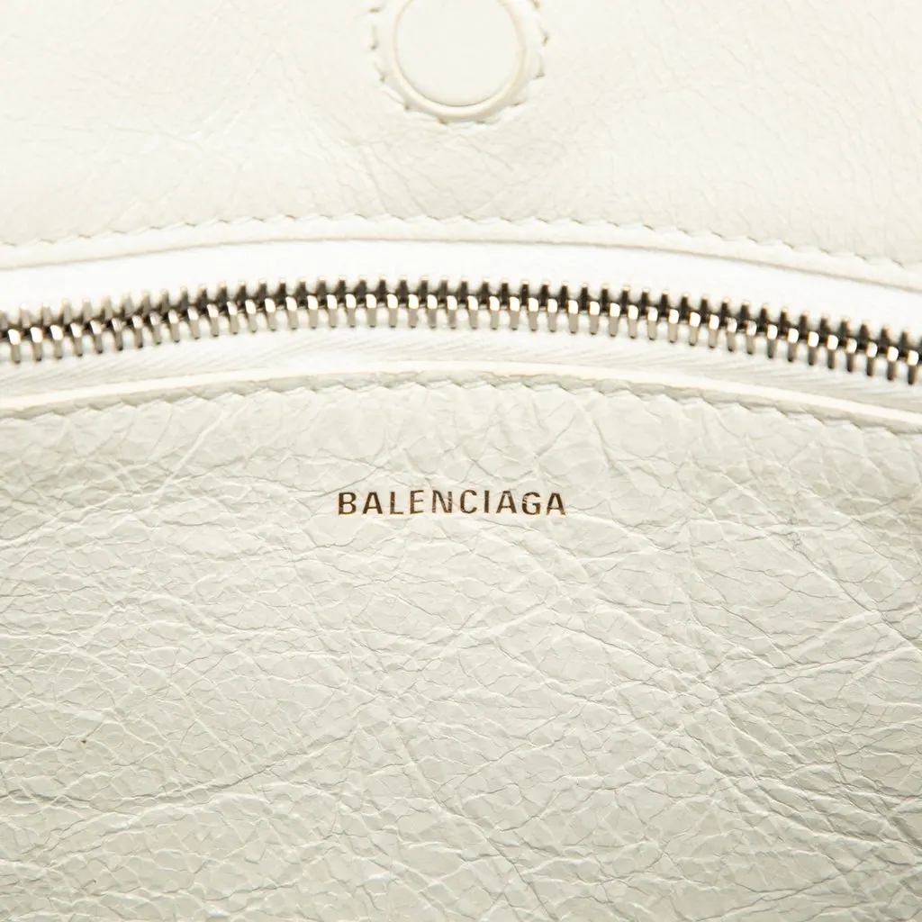 Balenciaga Small Shearling and Leather Barbes East West Shopper Tote White Very good - Box View