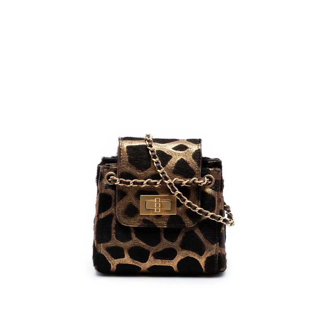 Chanel Mini Metallic Pony Hair Giraffe Reissue Accordion Flap Gold Very good - Front View