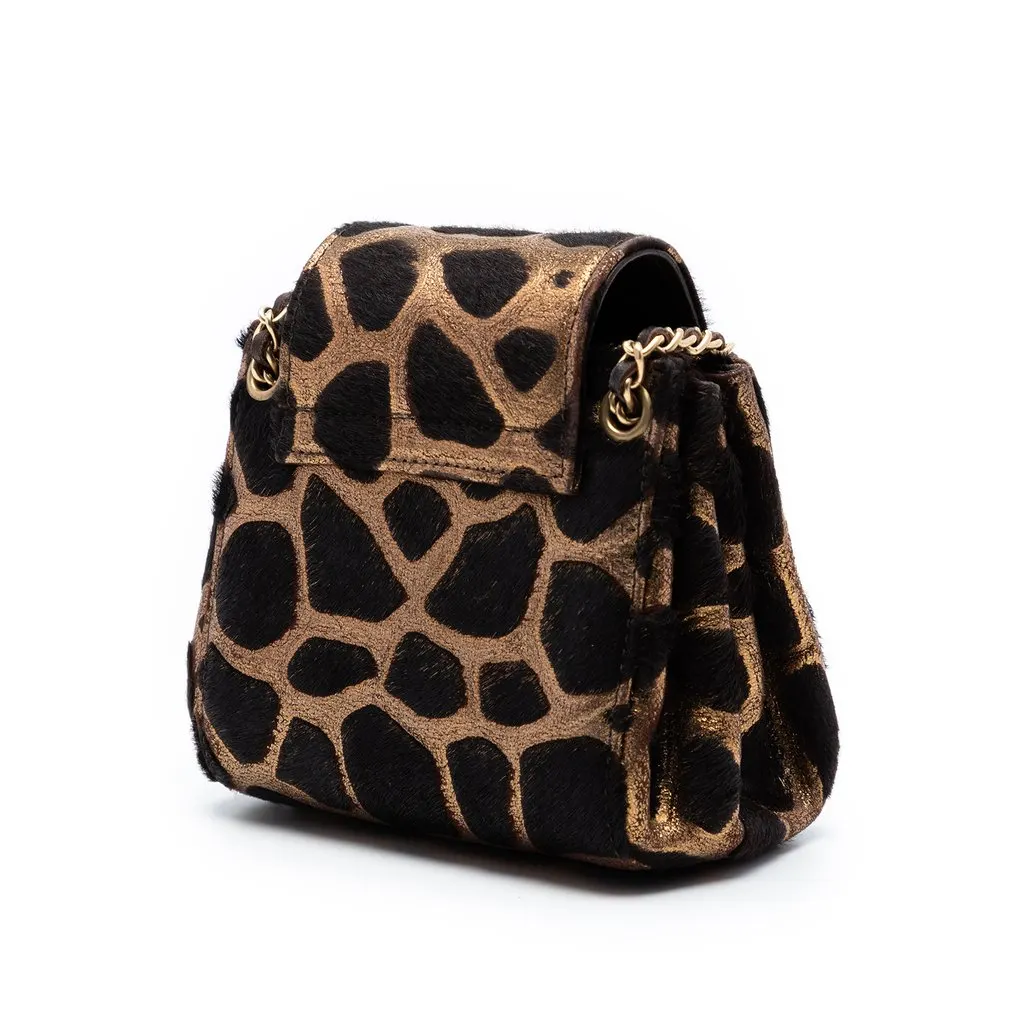 Chanel Mini Metallic Pony Hair Giraffe Reissue Accordion Flap Gold Very good - Back View