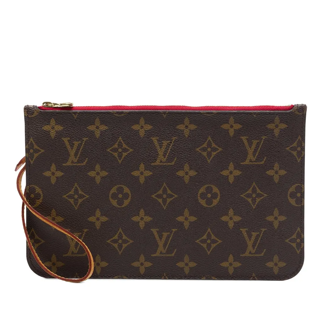 Louis Vuitton Monogram Neverfull MM Pouch Brown Canvas Very good - Front View