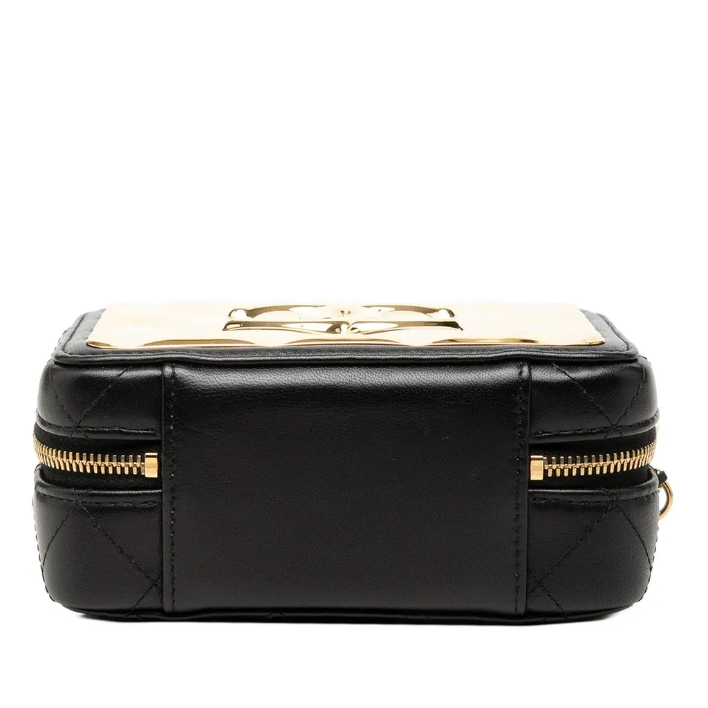 Chanel Mini CC Quilted Lambskin and Golden Plate Vanity Crossbody Black Leather Very good - Inside View
