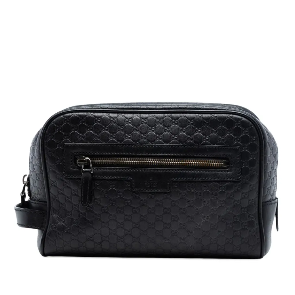 Gucci Microguccissima Clutch Black Leather Very good - Front View